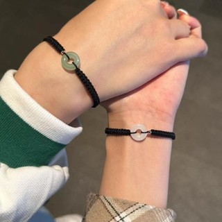 【唯家】平安扣手工編織手鍊復古好運情侶款一對可調節送女友閨蜜禮物手繩