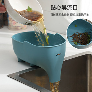 “大象多功能廚房水槽過濾籃 - 可折疊排水籃,帶過濾網,用於清洗蔬菜、水果、餐具瀝水器、家用食品準備工具(easy St
