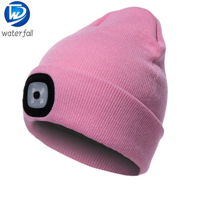 促銷價!! Led 燈針織帽,亮度可調,USB 充電端口保暖針織無簷小便帽,圓形