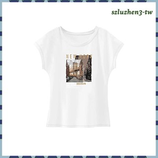 [SzluzhenfbTW] 女士 T 恤輕便圓領圓領 T 恤,適合旅行海灘遠足