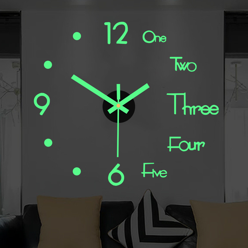 DIY免打孔網紅夜光掛鐘簡約創意時鐘表客廳家用掛牆上臥室鐘錶