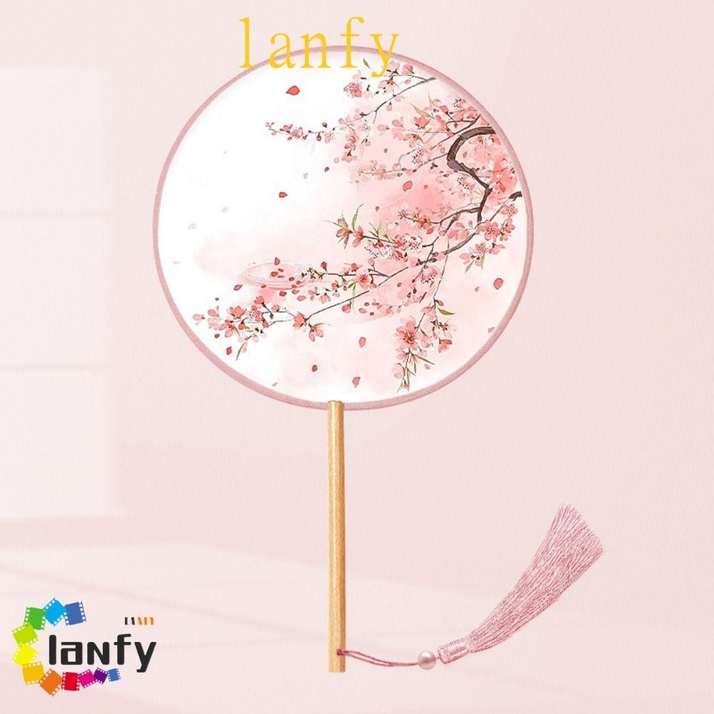 LANFY中國風扇子,中國風手持設備刺繡扇子,古典帶吊墜流蘇花卉圖案絲質扇子家居裝飾
