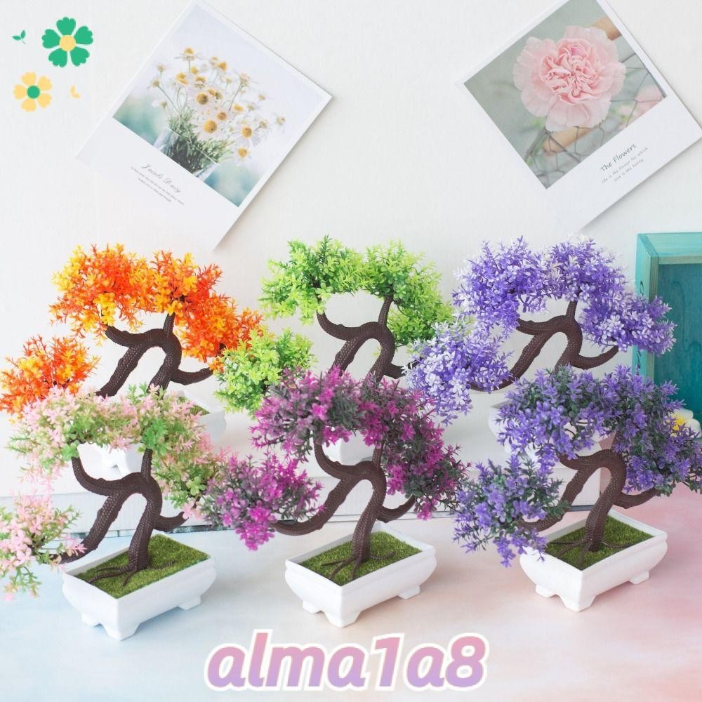 ALMA1A8人工植物盆景,創意新建小樹盆栽:,鍋迎賓松樹花園書桌擺件仿真假花