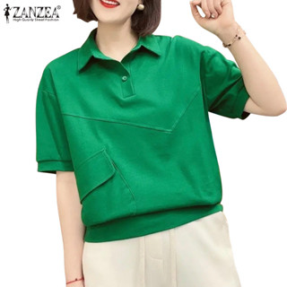 Zanzea 女式韓版休閒翻領寬鬆短袖襯衫