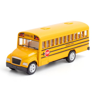 汽車模型 巴士模型 車模型 玩具車 (盒裝）仿真1:100校園巴士合金模型擺件帶回力無聲光兒童玩具