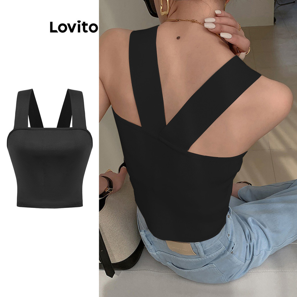 Lovito 女裝休閒素色基本款背心 L86ED170