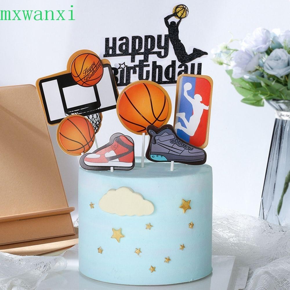 MXWANXI蛋糕蓋足球運動鞋生日快樂主題運動派對用品男孩蛋糕裝飾