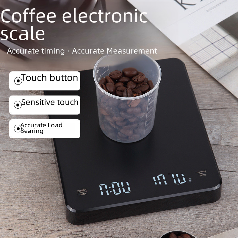 優選#充電款咖啡秤3kg 電子秤廚房秤精準0.1g 快充計時咖啡秤家用智能WY4Z