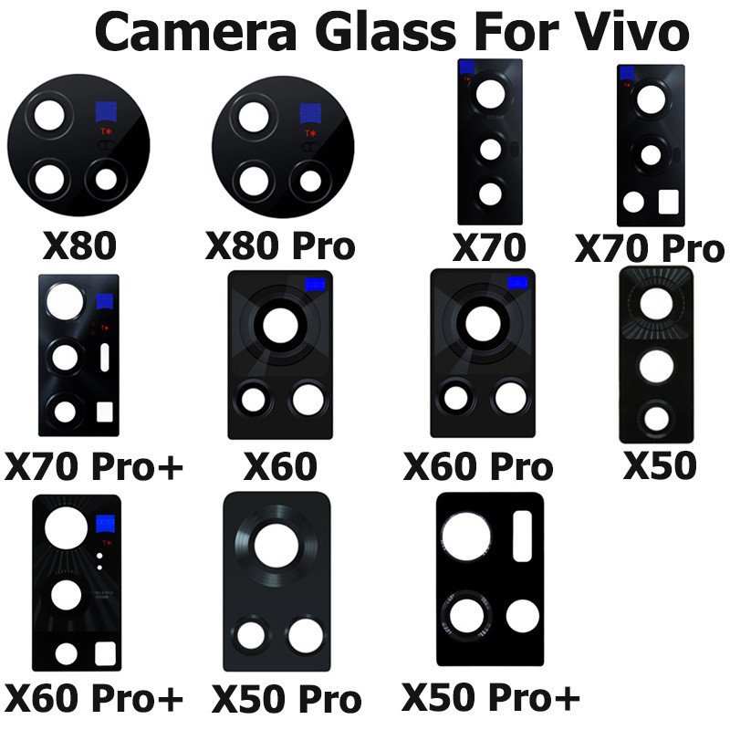 適用於 Vivo X80 X70 X60 X50 Pro Plus 後置攝像頭玻璃帶不干膠貼紙更換零件