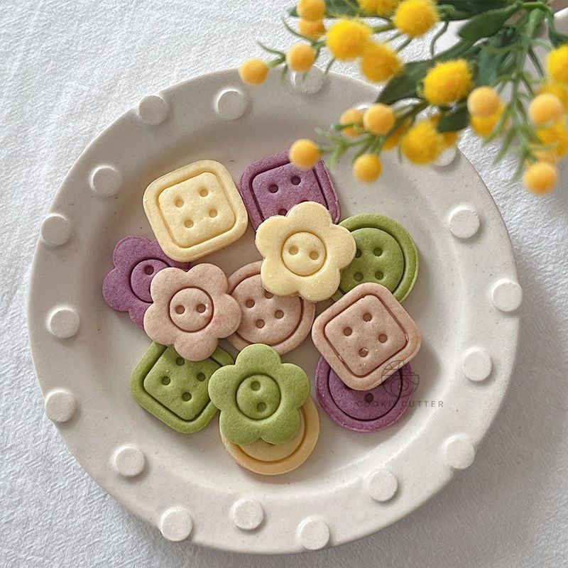 日式小清新鈕扣餅乾模創意小花圓形方塊手工饅頭餅皮手壓烘焙工具