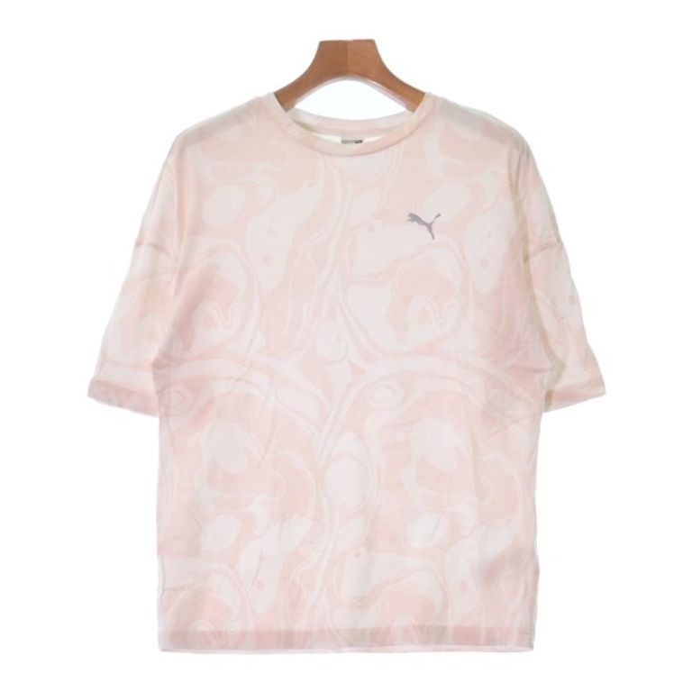 PUMA PINK針織上衣 T恤 襯衫粉色 女裝 滿版 白色 日本直送 二手