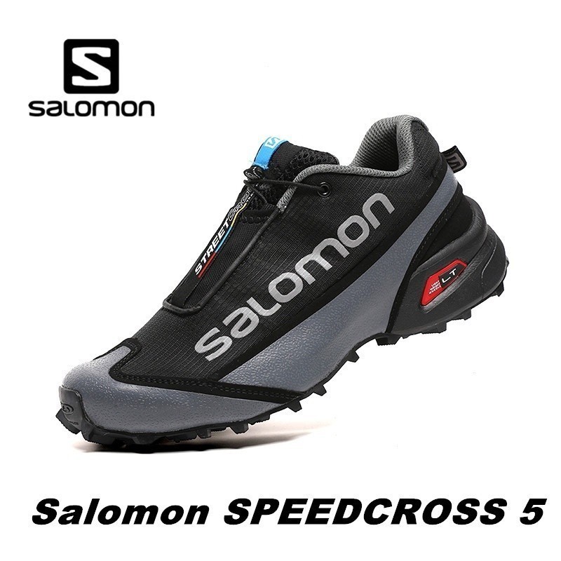 Salomon speedcross 5輕便戶外減震跑鞋強力牽引男士舒適跑鞋灰黑色