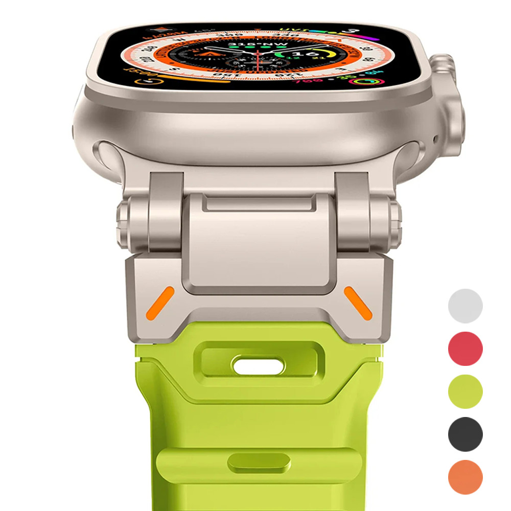 氟橡膠運動錶帶鈦色連接器兼容 Apple Watch Ultra 2 49mm 44mm 42mm 45mm iwatc