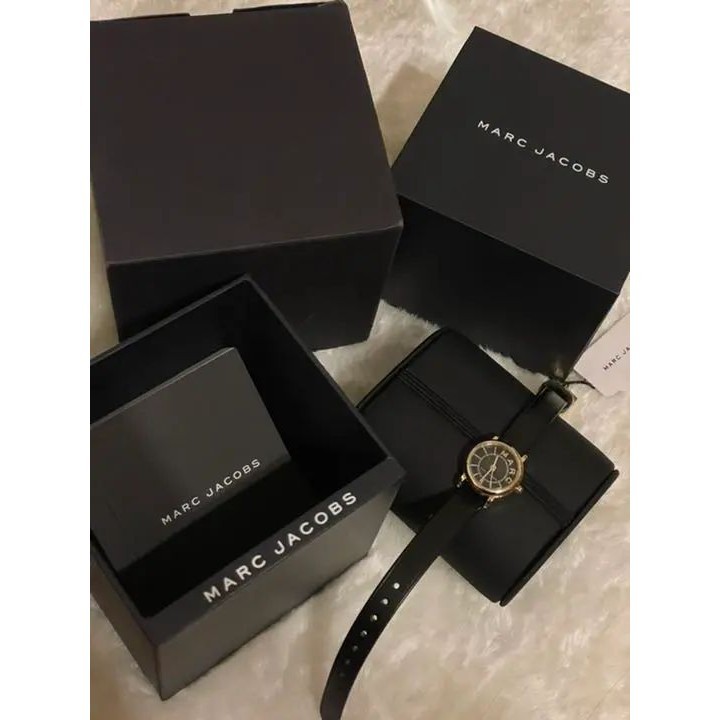 近全新 MARC JACOBS 錶帶 手錶 皮革 黑色 日本直送 二手