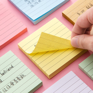 80張/張學生橫線卡通辦公便條便利貼可愛條紋筆記本撕開自粘N倍貼紙學校辦公文具
