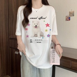 【HOT 本舖】 S-3XL實拍韓版通勤個性可愛圖案印花上衣女寬鬆圓領小眾短袖女 短袖上衣 T恤 字母上衣