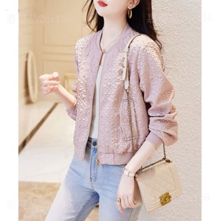 【新款女裝】2025鞦季新款小香風肌理感夾剋小外套上衣棒球服休閒外套女短版顯瘦L2qvf36