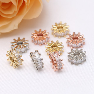 宏雲Hongyun-tc- (10pcs)14K包金保色微鑲鋯石隔珠隔片飾品配飾水晶diy手鏈項鍊串珠資料