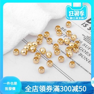 14k包金保色光面桶珠圓柱4*6mm隔珠光面手鍊項鍊diy手工材料串珠