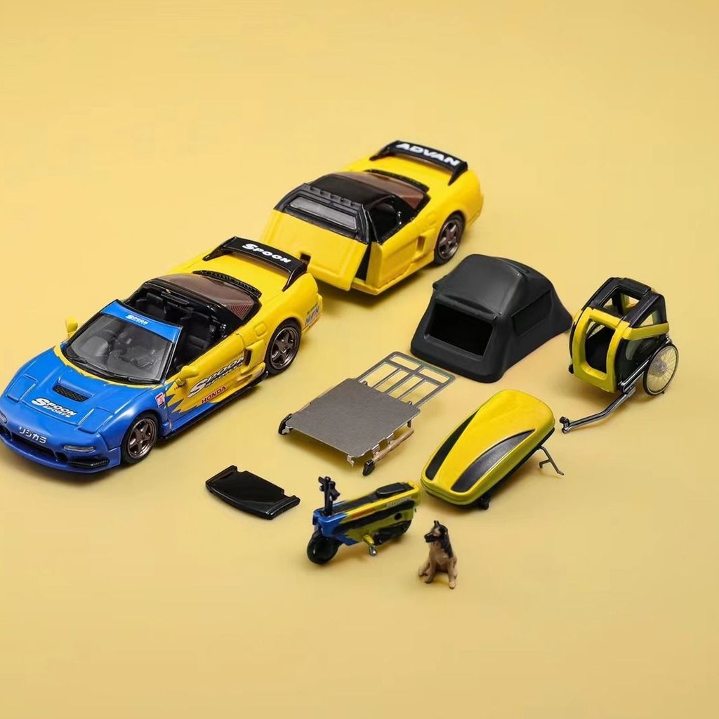 MLGBModel 1:64本田NSX NA1 NSXTRA改裝版 Spoon藍黃 合金車模