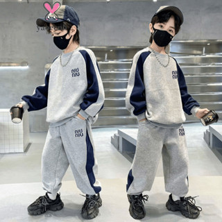 【YAOEENH】130-170CM 春秋款男童韓版洋氣休閒套裝 中大童時尚運動兩件套 現貨 快速出貨
