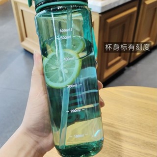 新款ins風吸管式便攜防燙水杯耐摔帶手提刻度大容量學生塑膠杯子20250321