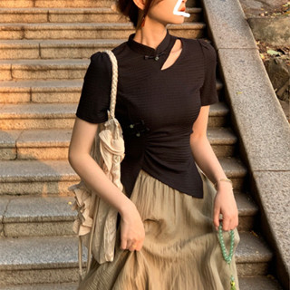 【HOT 本舖】 新中式國風套裝裙子女夏季微胖穿搭復古氣質設計感別致上衣兩件套