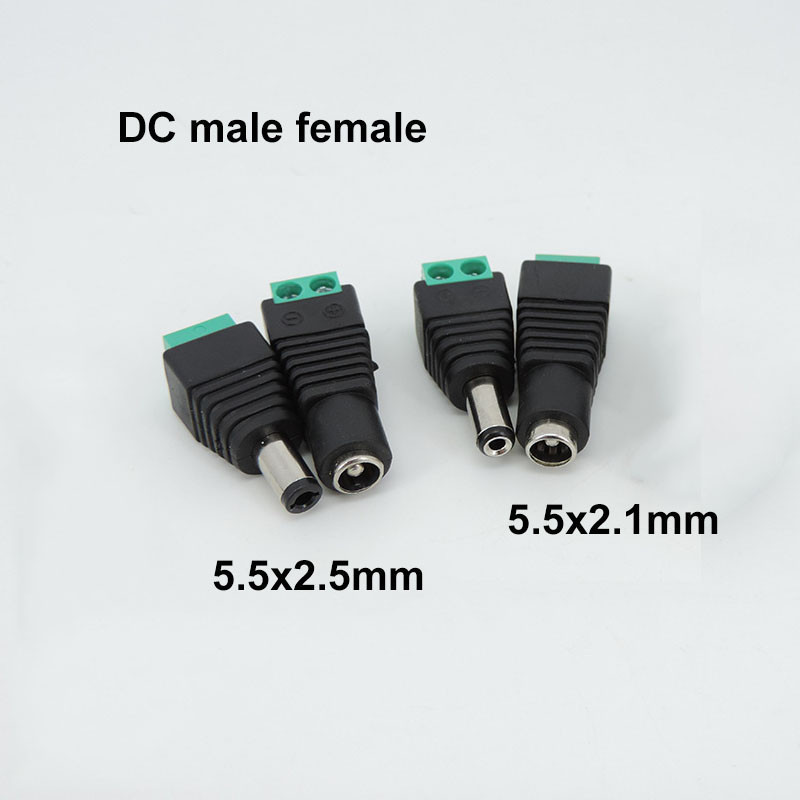 5.5x2.5mm 2.1mm DC 母頭公連接器電源插頭適配器電纜端子,用於 5050 3528 LED 燈條閉路電視
