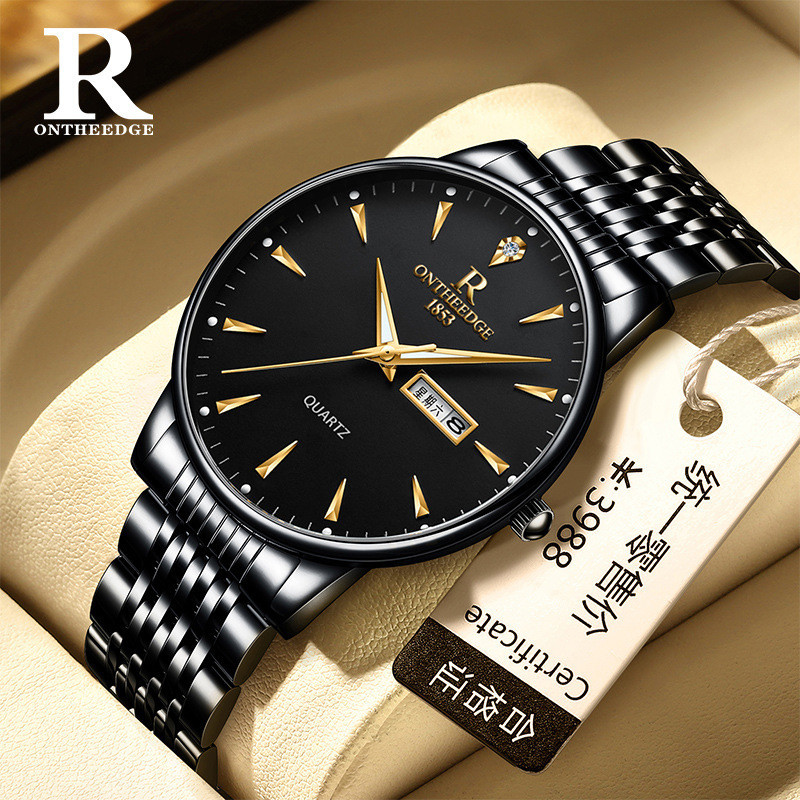 ONTHEEDGE手錶 R080-1 日曆 星期顯示 石英 防水 高尚男士手錶