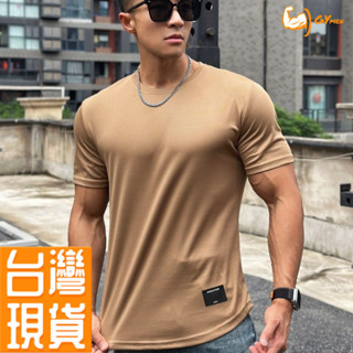 [GYMen] 台灣現貨🔥男士運動短袖 健身健美T恤 圓領上衣 彈力 修身 排汗透氣 美式T恤顯肌肉 網眼純色 訓練