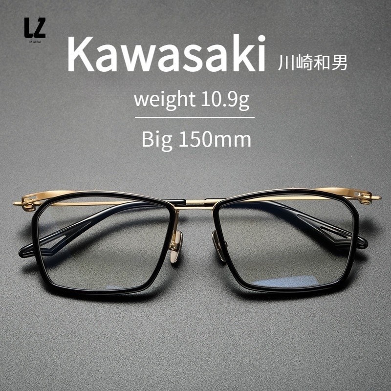 【LZ鈦眼鏡】純鈦眼鏡框 日本手造眼鏡框 Kawasaki川崎和男 Act-TWo 闆材鏡架 大臉眼鏡框架 方框眼鏡15