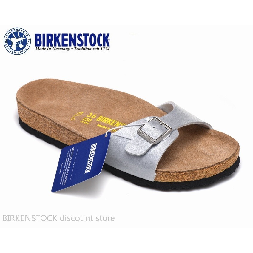 BIRKENSTOCK 勃肯馬德里男/女經典軟木銀蛇紋拖鞋 34-44