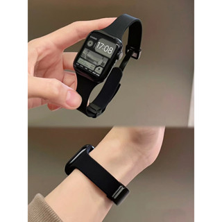 小蠻腰矽膠磁吸錶帶 適用於 Apple Watch S9/8/Ultra 2/7/6/se2/4 蘋果智能手錶配件 女生
