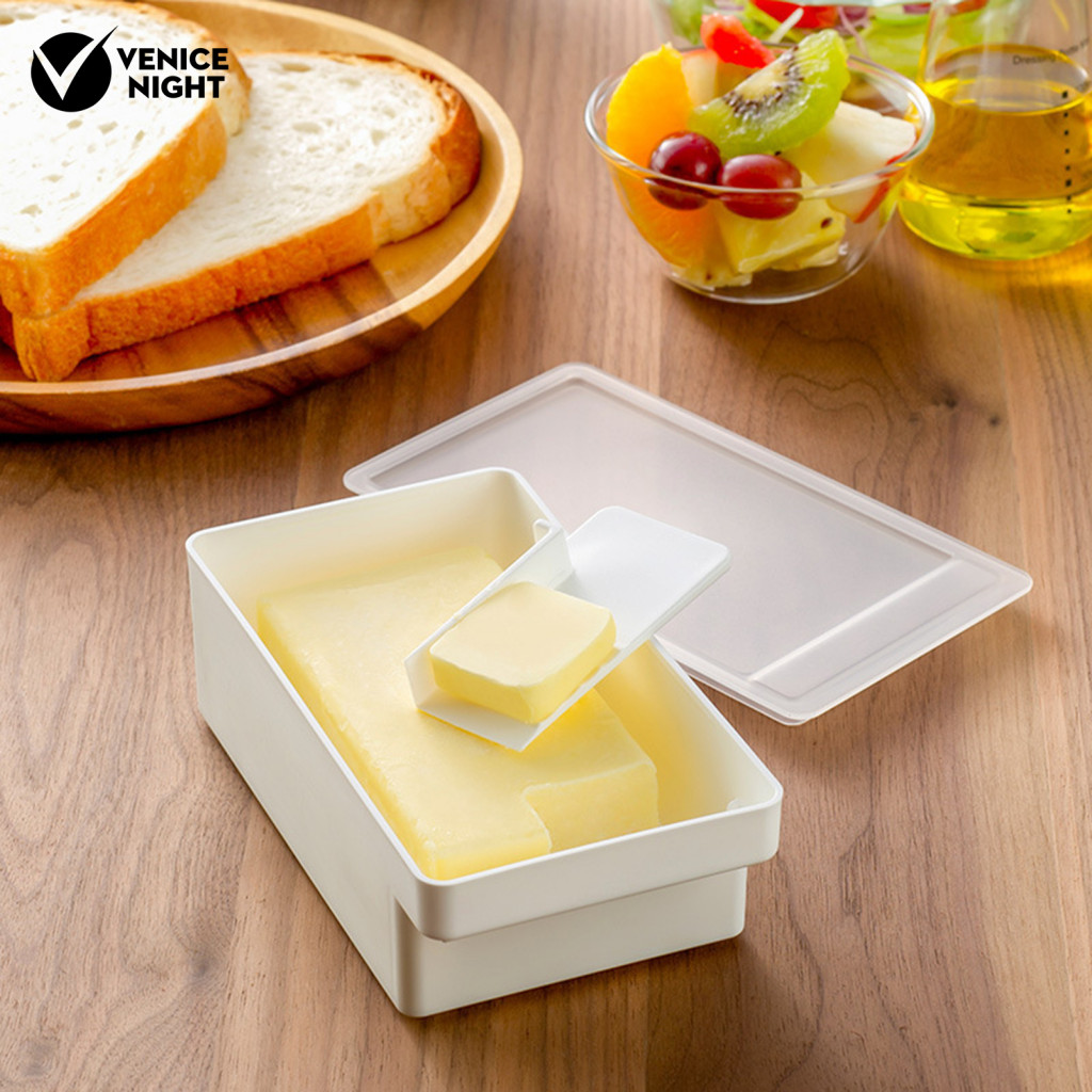 [VNMX] 帶蓋防臭黃油儲存黃油儲存器 2 合 1 黃油切片盒帶蓋和抹刀非常適合廚房咖啡廳和餐廳使用冰箱的防臭容器