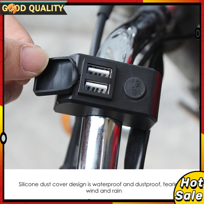 摩托車雙 USB 充電器車把 10v-24v 至 5v 3A 快速充電適配器摩托車電源插座帶電壓表用於電話