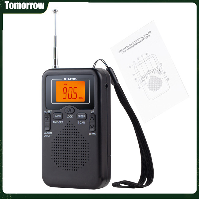 Tol AM FM 收音機帶伸縮天線掛繩屏幕收音機立體聲揚聲器電池供電便攜式收音機最佳