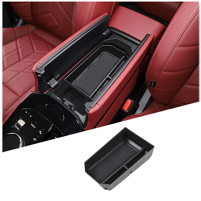 BMW Abs 黑色適用於寶馬 5 系 G60 2024 汽車中控扶手箱儲物箱多功能儲物箱汽車配件
