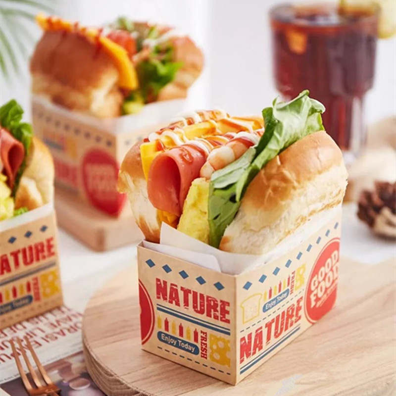 【現貨】【三明治包裝盒】早餐 三明治 包裝紙盒 厚蛋燒 吐司麵包 切件 蛋糕盒 烘焙 戚風 防油 打包袋