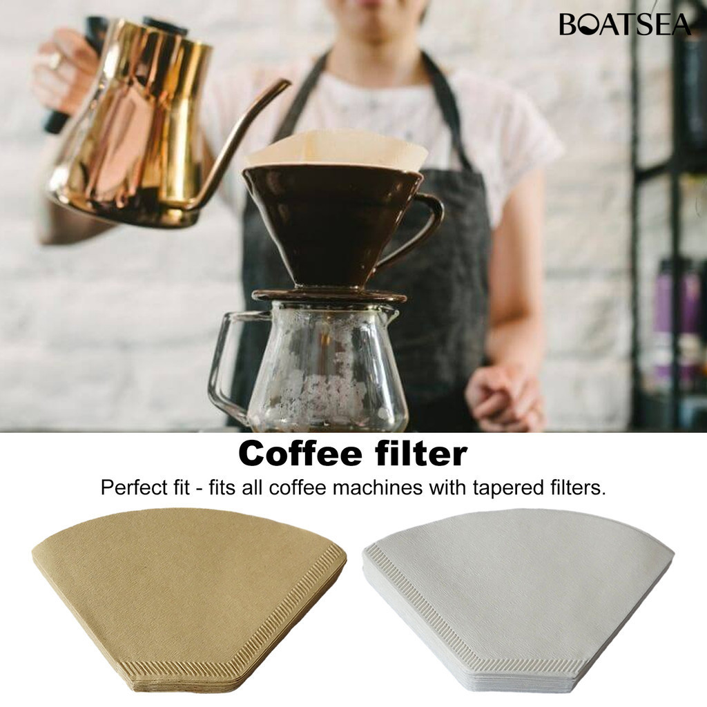 [BOA] 100 件咖啡濾紙天然未漂白一次性倒咖啡滴頭錐通用咖啡機配件