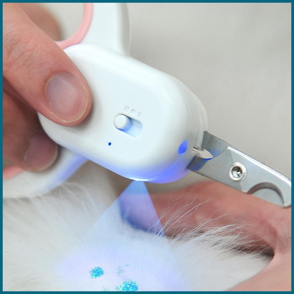 Led 寵物指甲剪貓用紫外線照明小貓指甲剪寵物指甲剪帶 LED 和紫外線燈寵物美容 jiwtw