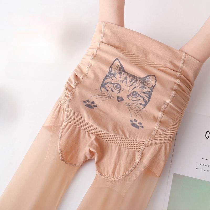 【oklfie】 夏季超薄 大版絲襪 貓頭 貓爪 任意剪 防脫絲 連褲襪女士耐穿貓咪打底襪