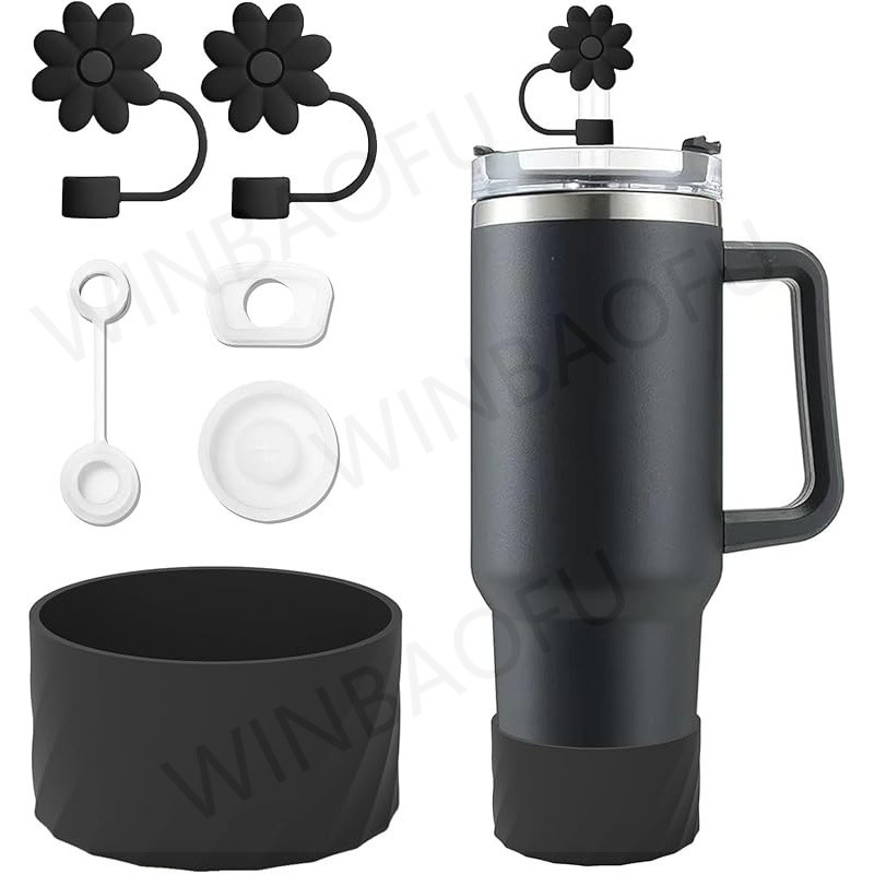 Stanley 矽膠靴 40 盎司 Quencher 保護杯防滑瓶底套花吸管套矽膠防溢塞