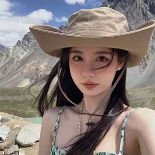 【唯家】夏季防曬帽子 登山漁夫帽子女 戶外大簷釣魚帽子 徒步遮陽帽子 西部大頭圍牛仔帽男
