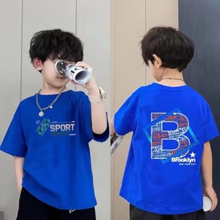 童品屋❤男童短袖 兒童短袖 兒童炫彩字母半袖體恤衫 中大童洋氣上衣男童短袖T恤 男童上衣 兒童上衣 童裝 男童衣服
