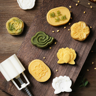 現貨 月餅模具 手壓式 立體 祥雲綠豆糕模具 蓮花烘焙糕點冰皮流心廣式月餅模型 印具