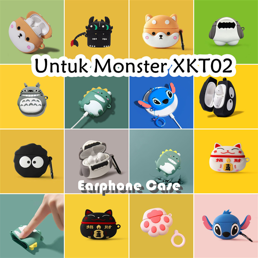 適用於 Monster XKT02 手機殼可愛卡通貓軟矽膠手機殼耳機套 NO.1