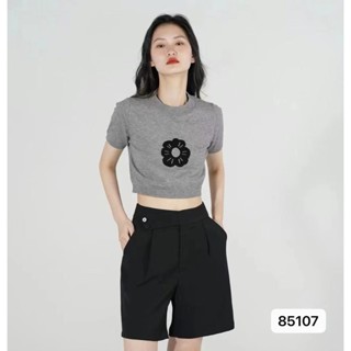 短版針織短袖T恤女夏季辣妹設計感小眾獨特印花圓領上衣我風甲我哦 85UM