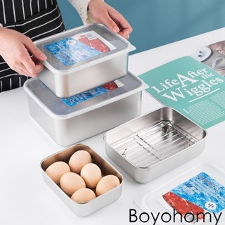 【Boyohomy】304不鏽鋼保鮮盒 家用帶蓋密封保鮮盒 食品級保鮮盒 冰箱魚肉類保鮮盒 冷凍冷藏盒