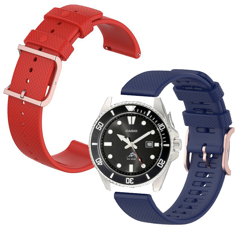 卡西歐 適用於 CASIO MDV106-1A 智能手錶矽膠錶帶柔軟戶外替換腕帶運動防水手鍊