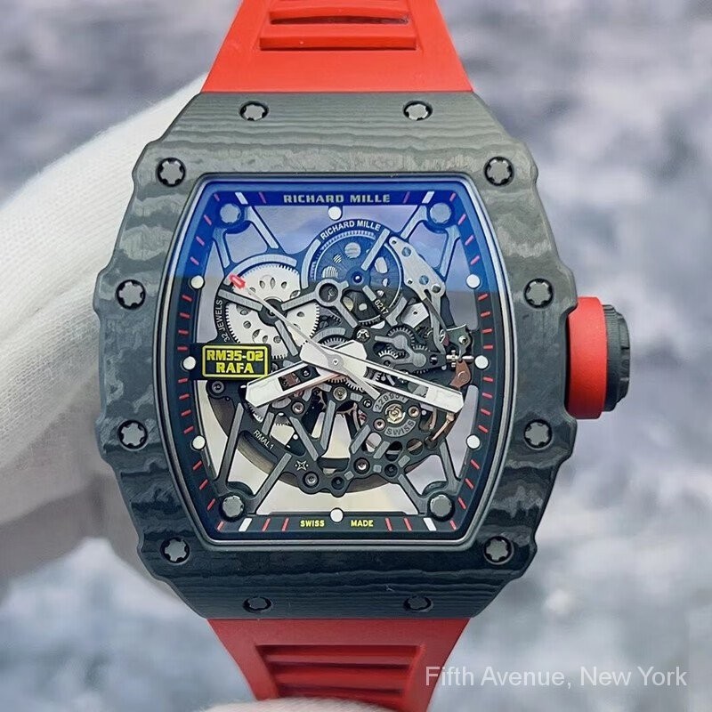 RM RM35-02 黑色NTPT碳纖維材質 鏤空錶盤 自動機械手錶 男士腕錶
